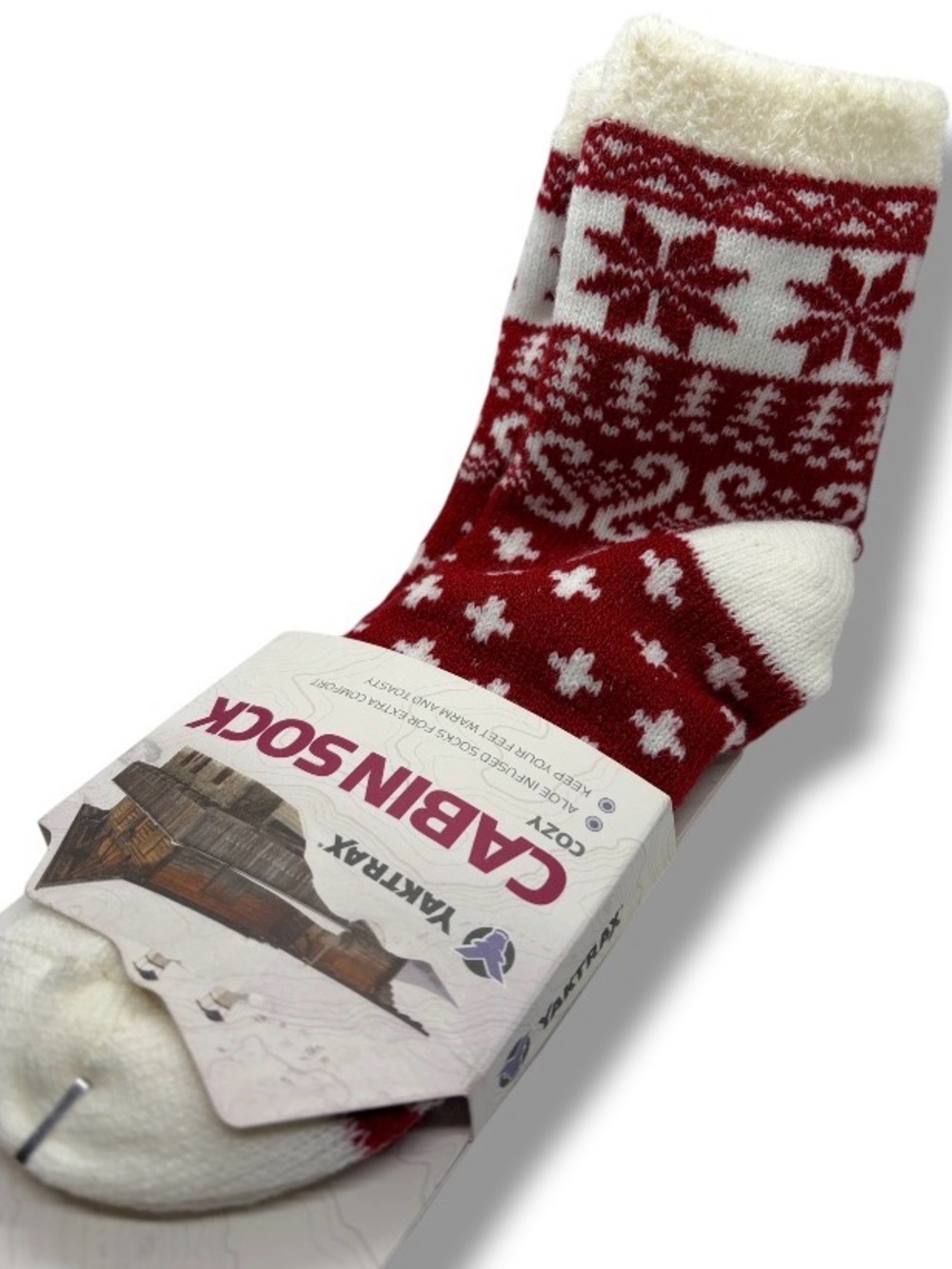 NWT Yaktrax Cabin Aloe Infused Socks Women's Christmas Holiday Gifts Snowflakes